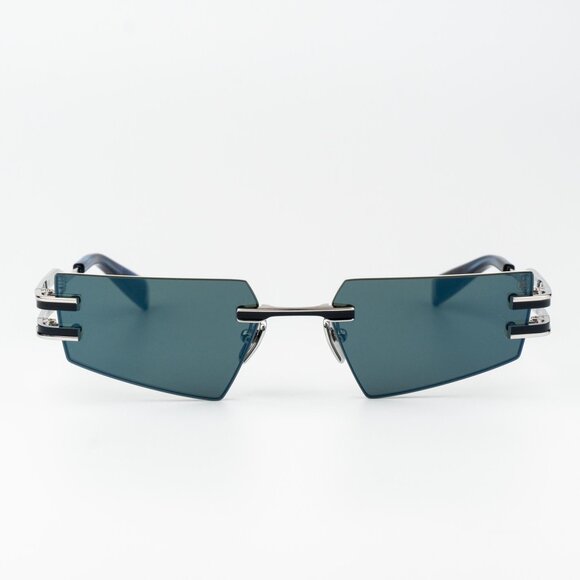 Balmain Men Sunglasses Titanium Silver Blue Mirror Geometric FIXE BPS-123E-54 - Picture 6 of 13